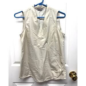 Toad & Co Tan Sleeveless Blouse, Beige Cotton Blend Top, Women's Size S